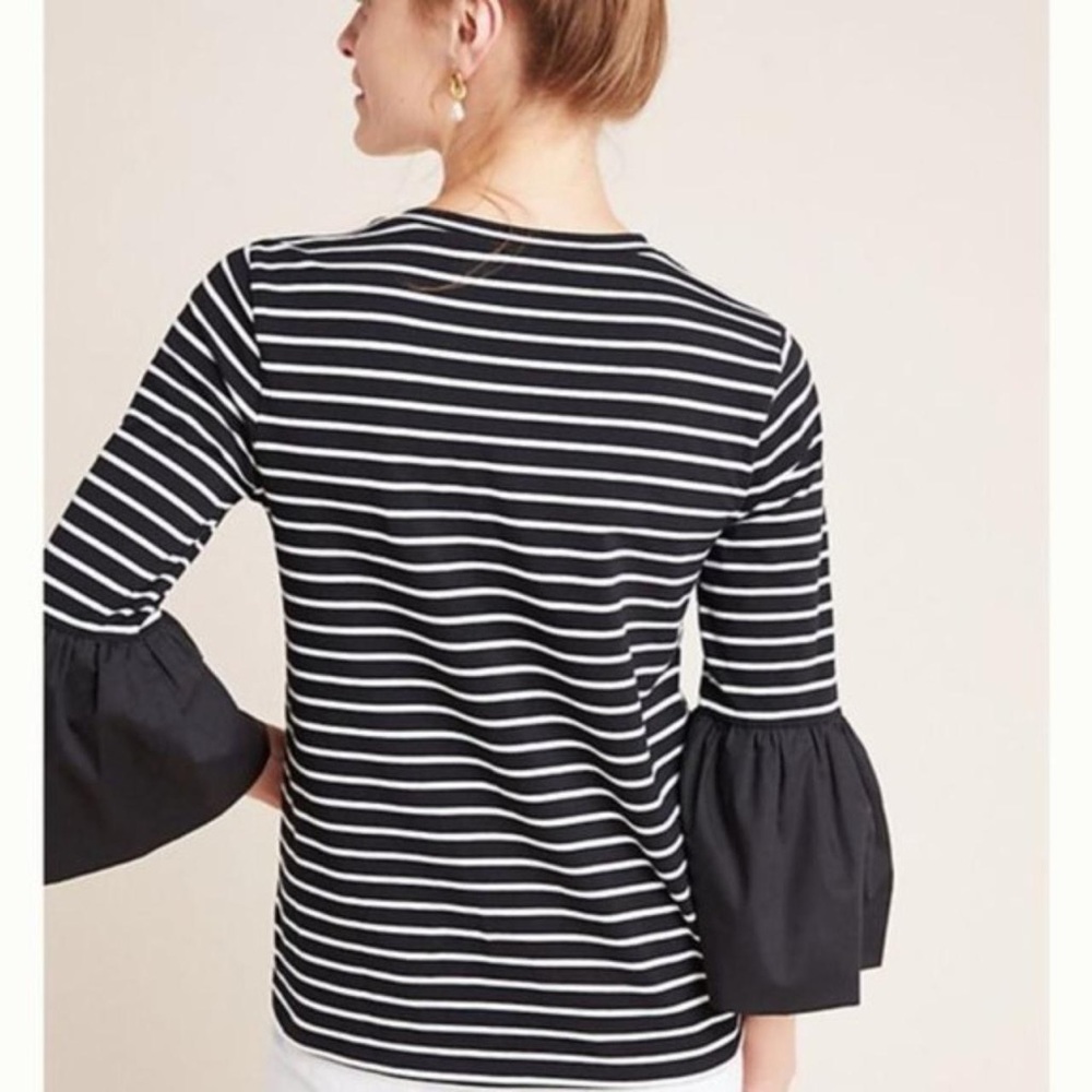 Anthropologie Adele striped bell sleeve top